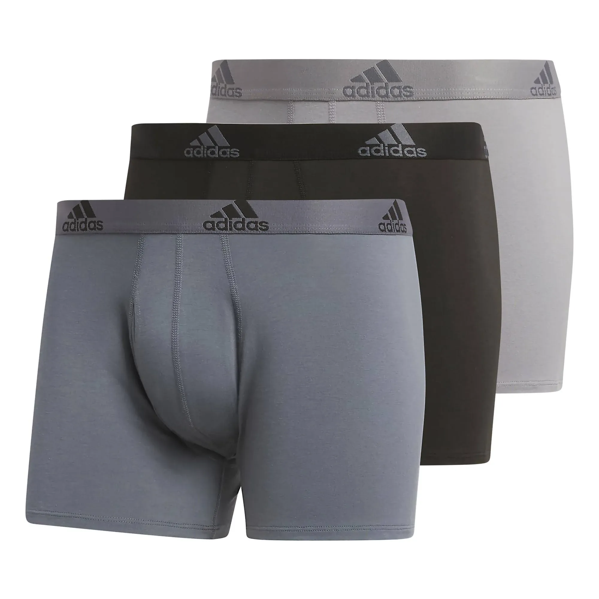 adidas Men's Performance Stretch Cotton Trunk Underwear (3-Pack) Designed for Active Comfort and All Day Wear