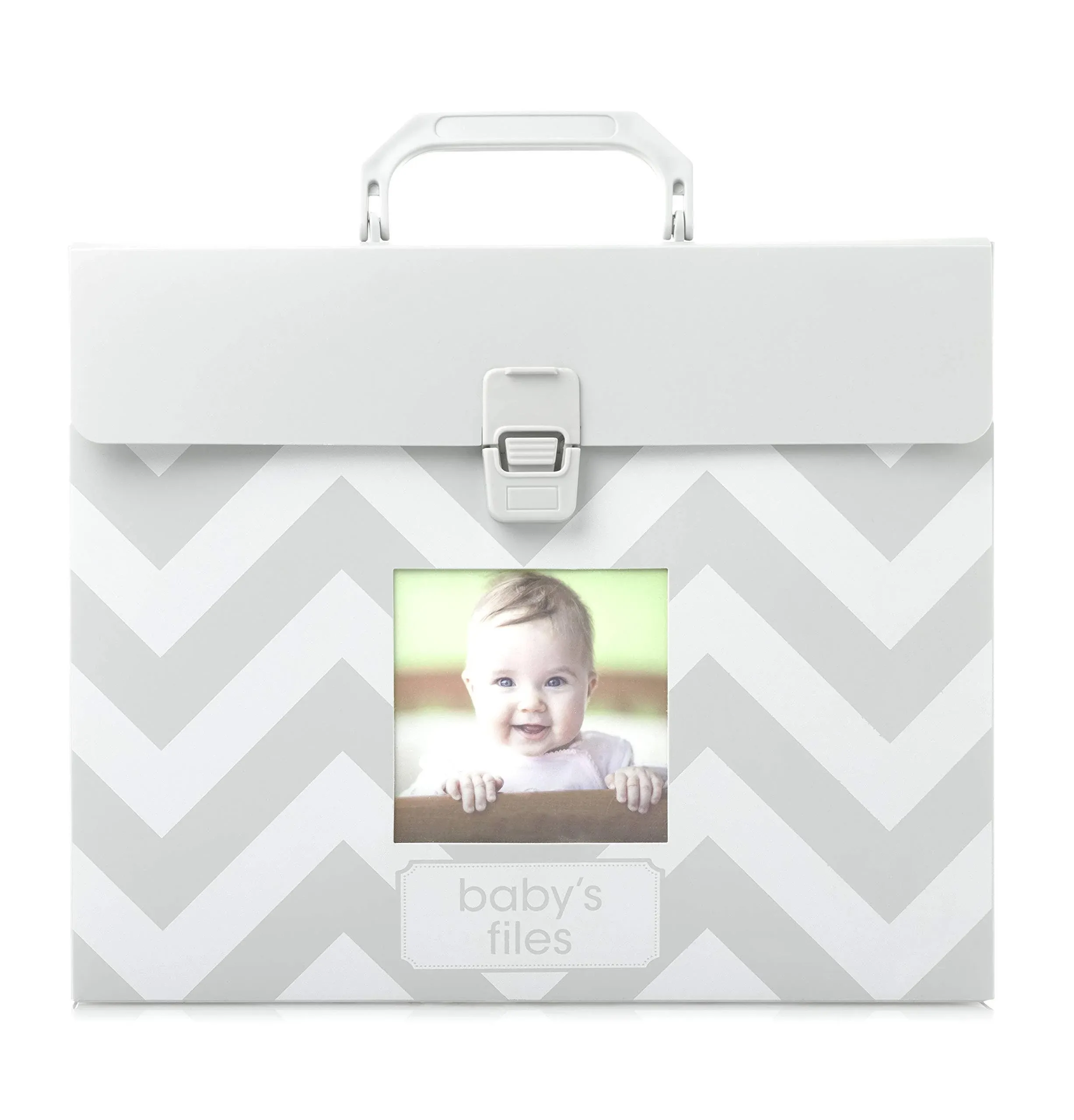 Tiny Ideas Baby File Keeper Organizer, Gray Chevron, Newborn Baby Document Organizer, Durable File Folder