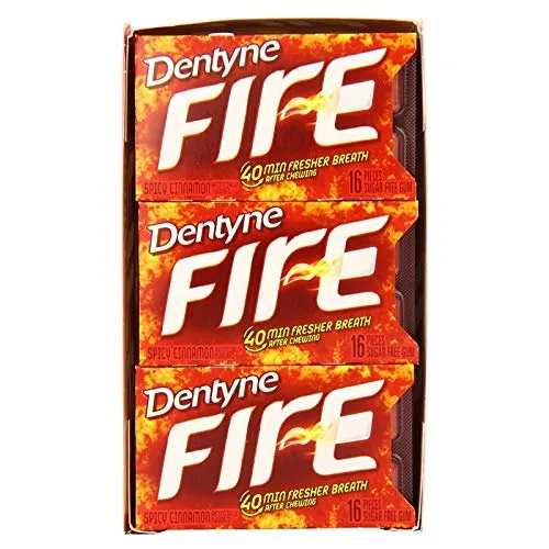 Dentyne Fire Gum, Sugar Free, Spicy Cinnamon - 9 - 16 piece pkgs [144 pieces]