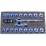 MichaelPro MP001001 3/8 inch Drive Socket Wrench Set, 20-piece, 12-Point Sock...