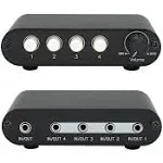 4 Way 3.5mm Stereo Audio Switch Input Source Switcher Selector splitter box MC41