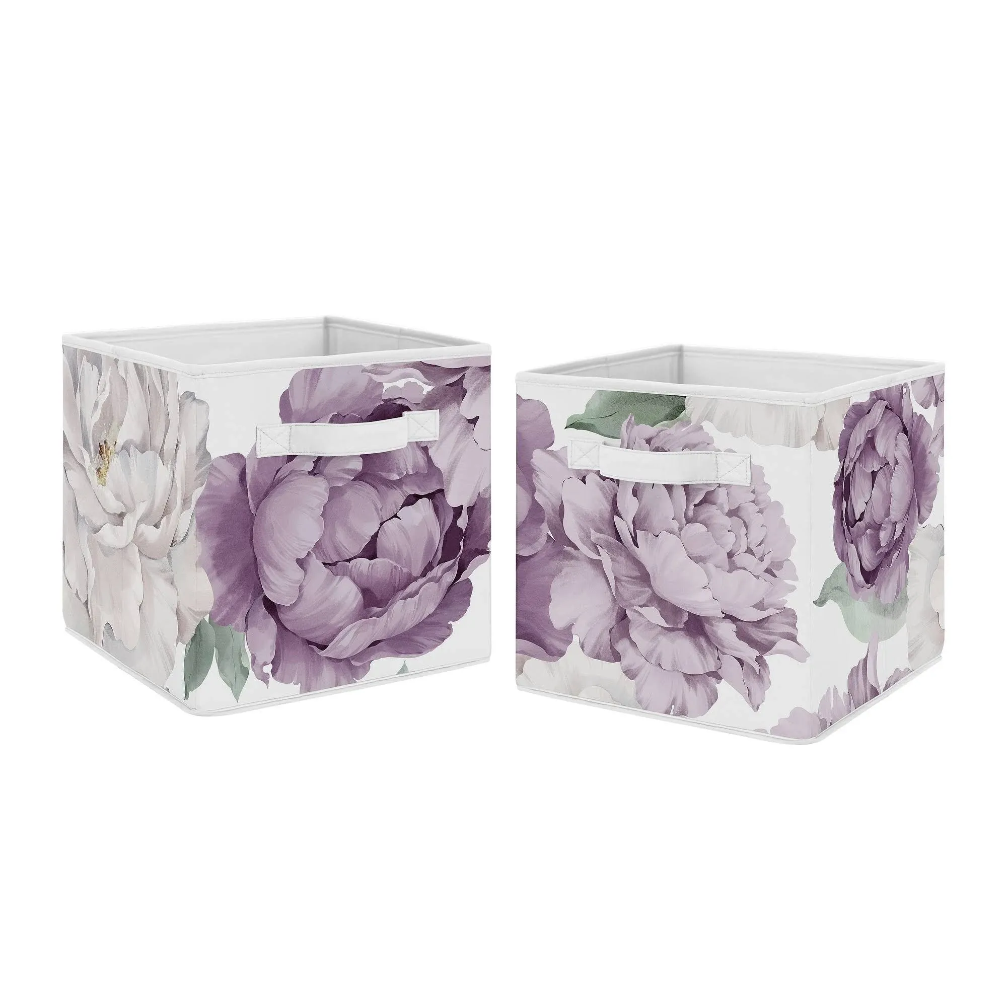 Sweet Jojo Designs Peony Floral Garden Fabric Storage Bins