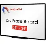 VIZ-PRO Magnetic Dry Erase White Board, 36 X 24 Inches, Black Aluminium Frame