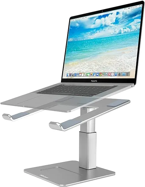 Adjustable Laptop Stand for Desk – Adjustable Height Adjustable Angle Laptop Computer Stand for Desk - Aluminium Metal Laptop Riser - 11” to 17” inch Mac MacBook Pro Air Dell HP - Space Gray