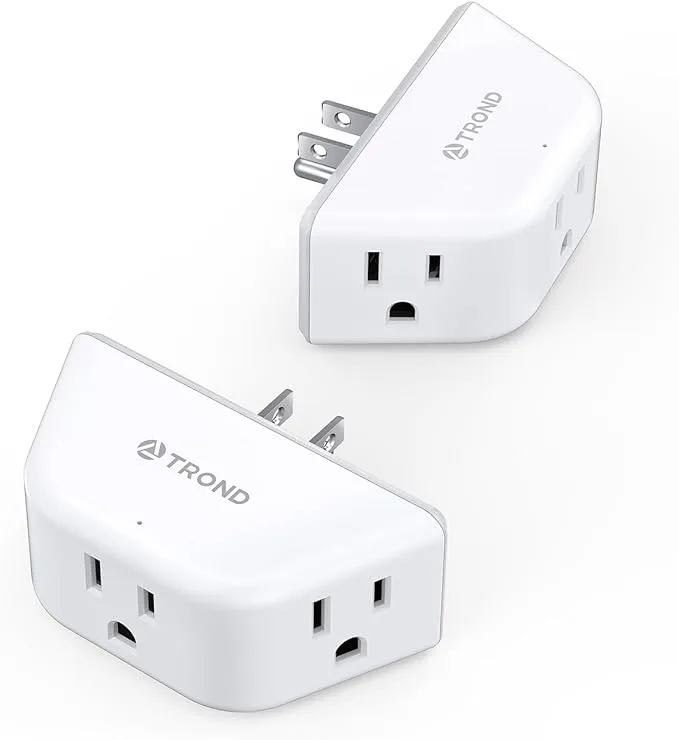 Multi Plug Outlet Extender 2 Pack - TROND Electrical Wall Outlet Splitter, 3 Way Outlet Wall Adapter, Cruise Essentials, Small Multiple Plug Expander for Cruise Ship Home Office Dorm Room White