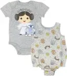 STAR WARS Princess Leia Infant Baby Girls Bodysuit & Sleeveless Romper Set