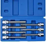 Renekton 3/8” Drive Extra Long Allen Hex Bit Socket Set, SAE, 1/8mm to 3/8mm, S2 and Cr-V Steel, 7 Piece