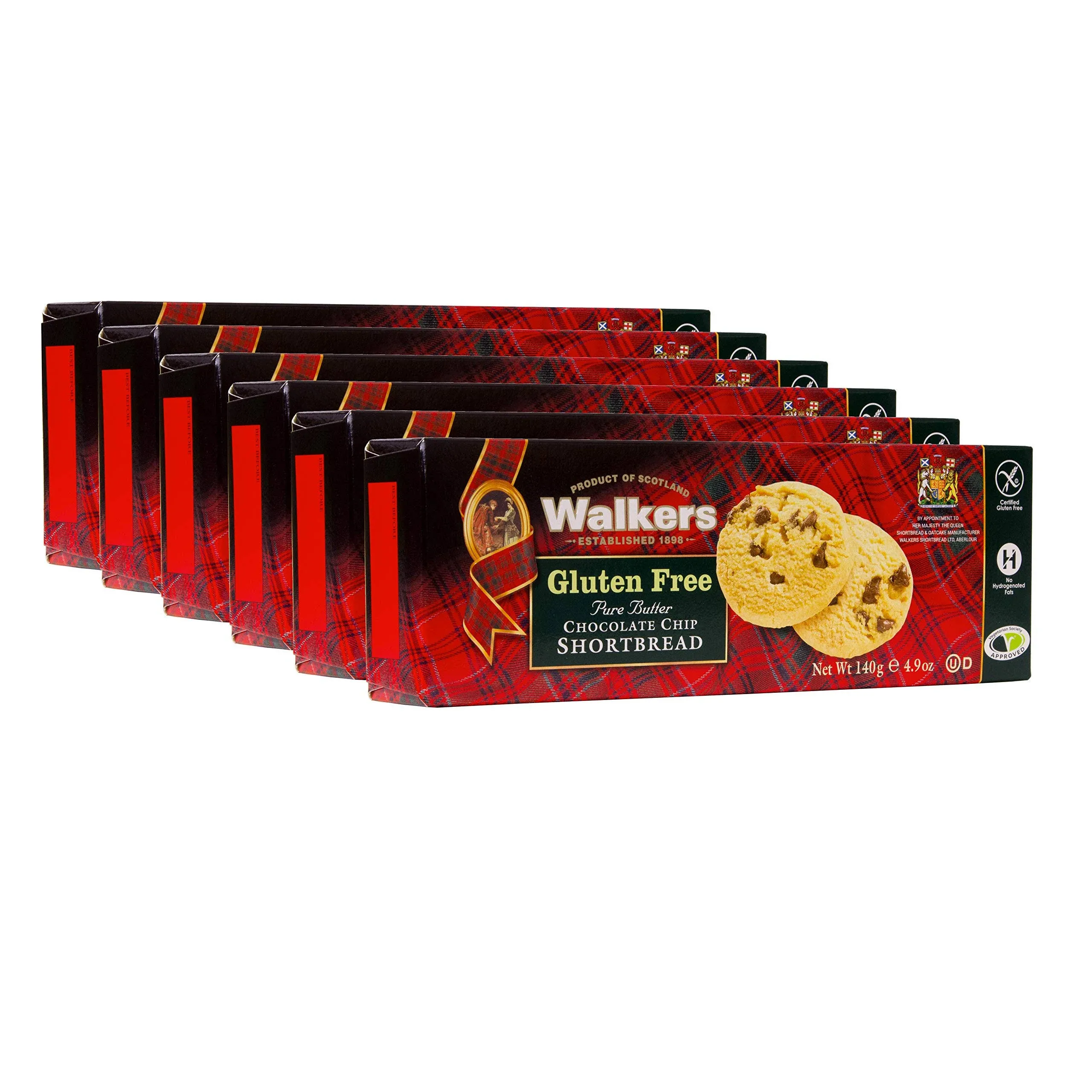 Walker's Shortbread Gluten Free Chocolate Chip Cookies, All-Butter Shortbread Cookies, 4.9 Oz (Pack of 6)