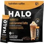 Halo Iced Caramel Latte Energy Drink Powder – Healthy Coffee Mix for Hydration with Electrolytes, Caffeine, Vitamins A