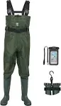 TIDEWE Bootfoot Chest Wader, 2-Ply Nylon/PVC Waterproof Fishing Hunting Waders with Boot Hanger for Men Women Green Brown 11 Green, Men's, Size: One