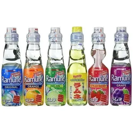 Ramune Japanese Soft Drink Mix Variety 6 Flavors 6 Bottles