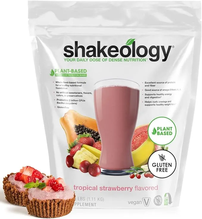 Shakeology Superfood Shake, Healthy Vegan Dessert Powder with Plant Protein, Probiotics, Adaptogens, and Vitamins (Strawberry, 30 Day Supply)