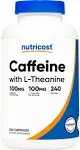 Nutricost, Caffeine with L-Theanine, 240 Capsules