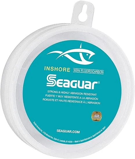 Seaguar Inshore Fluorocarbon Fishing Leader – Strong and Highly Abrasion Resistant, Excellent Impact and Knot Strength, Fast Sinking and Virtually Invisible Underwater, 100 Yard Spool