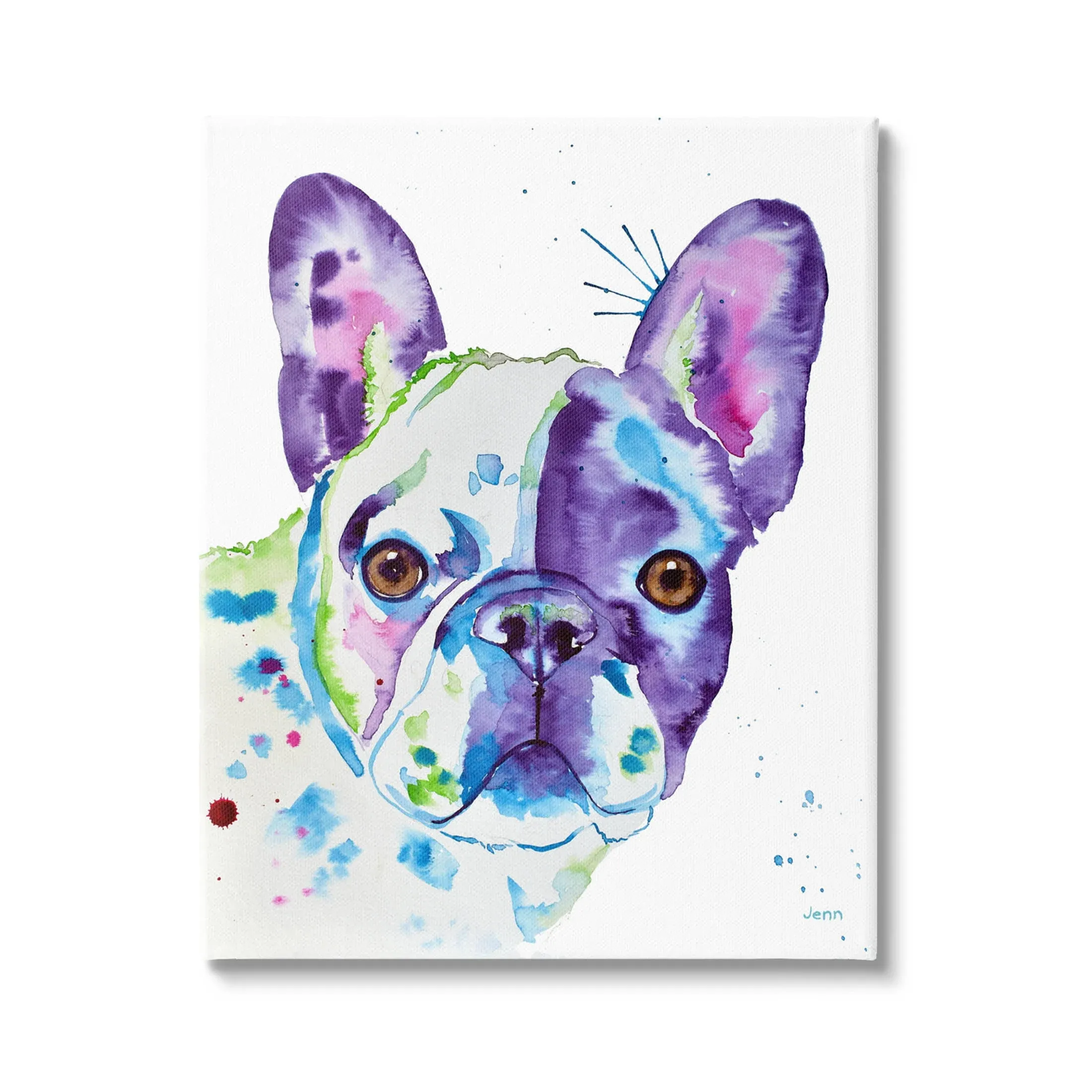 Stupell Industries French Bulldog Modern Face Portrait Canvas Wall Art, Design by Jen Seeley