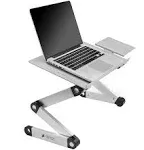 Executive Office Solutions Portable Adjustable Aluminum Laptop Desk/Stand/Table Vented w/CPU Fans Mouse Pad Side Mount-Notebook-MacBook-Light Weight Ergonomic TV Bed Lap Tray Stand Up/Sitting-SilverExecutive Office Solutions Portable Adjustable Aluminum 