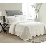 VCNY Westland Plush Quilted Bedspread Set - Ivory - Queen