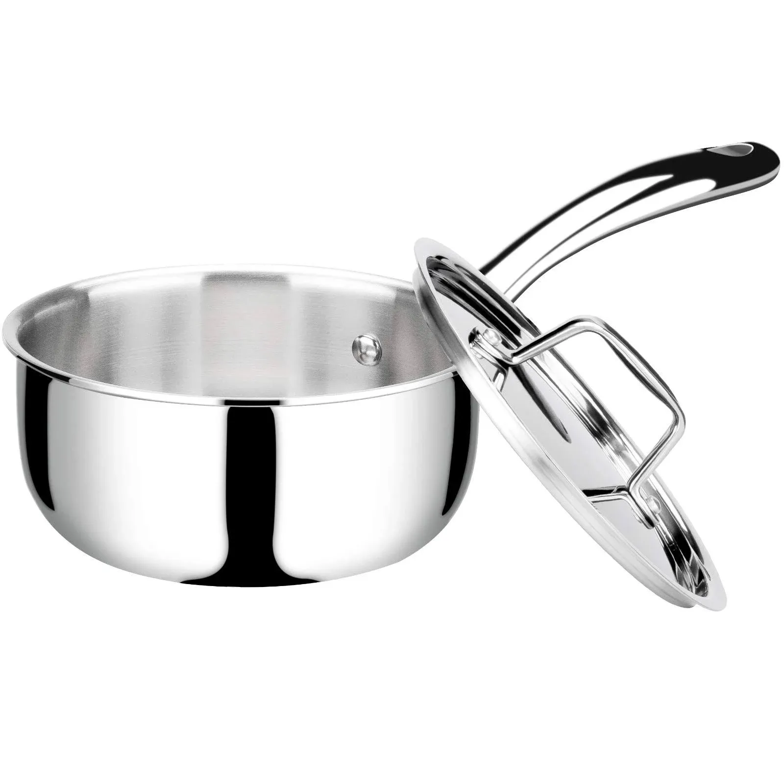 Wholeclad Triply Stainless Steel Saucepan With Lid 3 Quart Kitchen Induction Coo