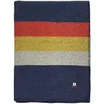 EKTOS Striped Wool Blanket Camping, 90" x 66", Wool Camp Blanket, Heavy Duty Blanket (Blue Sunrise Striped, Twin Size)