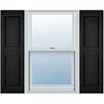 14 3/4"Wx63"H Lifetime Standard Raised Two Equal Panel Vinyl Shutters, Black, Shutters, by Ekena Millwork