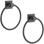 BVL Towel Ring Black, Hand Towel Holder Ring Hanger for Bathroom Kitchen ,Metal Round Towel Holder Wall Mounted Towel Rack,2 Pack 206322