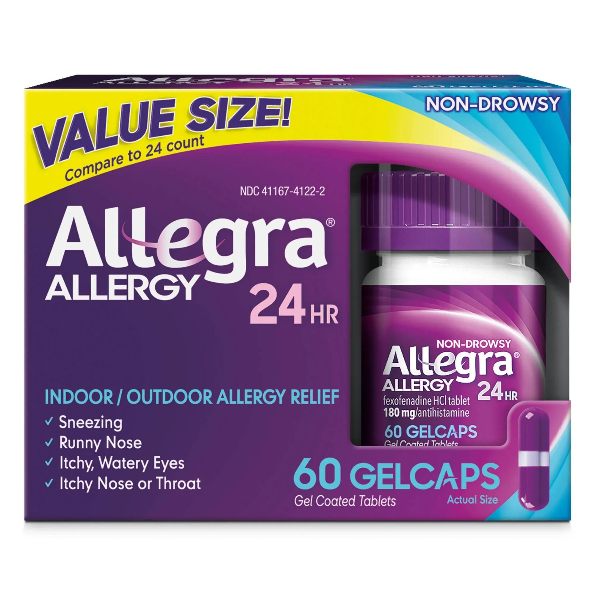 Allegra Allergy 60-Count 24 Hour Relief Gelcaps