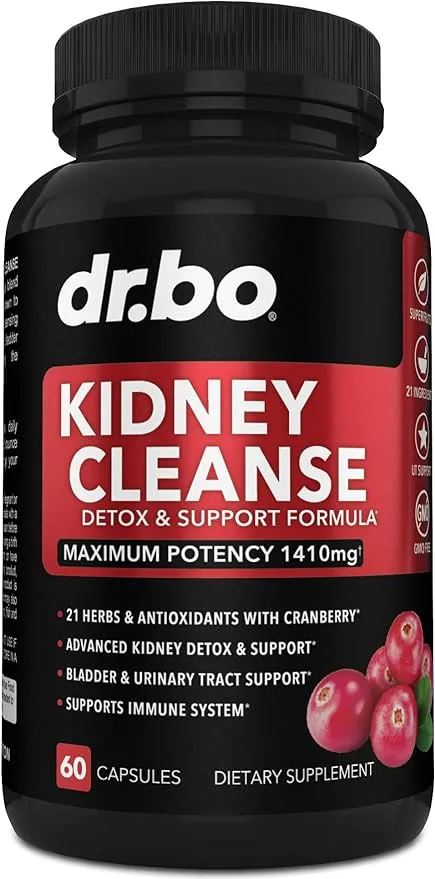 Kidney Cleanse Detox Support Supplement - Natural Cranberry, Juniper Berries, Buchu & Uva Ursi Extract to Support Kidneys, Bladder & Urinary Tract Health Supplements - Herbal Renal Blend Formula Pills