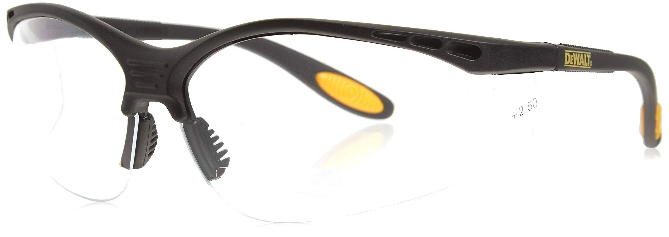 DEWALT DPG59-125C Reinforcer Rx-Bifocal 2.5 Clear Lens High Performance Protective Safety Glasses with Rubber Temples and Protective Eyeglass Sleeve