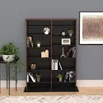 Prepac Double Width Wall Multimedia Storage, Cherry & Black