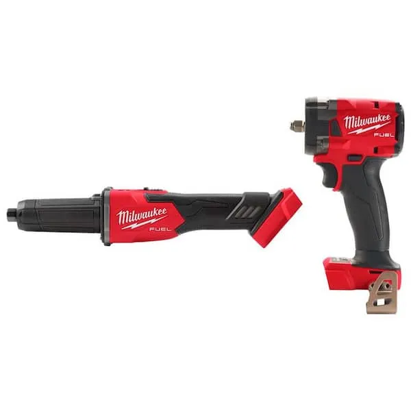 M18 Fuel 18V Lithium-Ion Brushless Cordless 1/4 in. Braking Die Grinder Slide Switch w/3/8 in. Impact Wrench