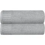 GLAMBURG 100% Cotton 2 Pack Oversized Bath Towel Set 28x55 Inches, Ultra Soft Highly Absorbant Compact Quickdry & Lightweight Large Bath Towels, Ideal for Gym Travel Camp Pool - Light Grey