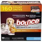 Bounce Pet Hair and Lint Guard Mega Dryer Sheets - Fresh Scent 160 ct