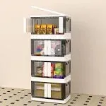 34Quart Storage Bins with Lids and Wheels, Stackable &amp; Collapsible Closet Organi