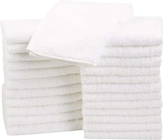 Amazon Basics face Towels for bathroom, 100% Cotton Extra Absorbent washcloth , Fast Drying - salon towel - 24 Pack Petal Pink (12 x 12 inches)