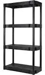 Hyper Tough Black Plastic 4-Tier 56.2&#034; H x 30&#034; W x 13.8&#034; D, 280lb Total Capacity