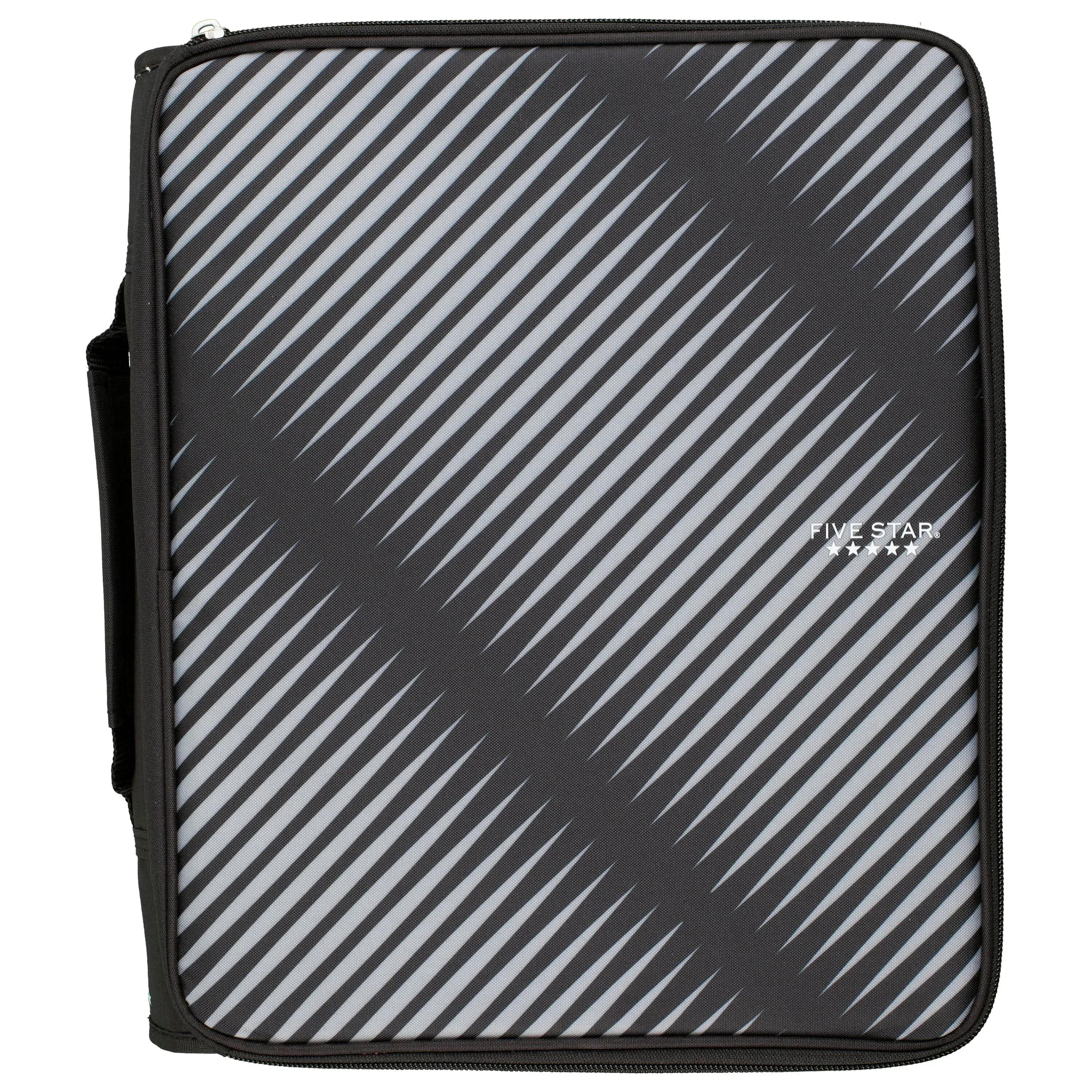 Five Star Zipper Binder, 3 Rings, 2" Capacity, 11 x 8.5, Black/Gray Zebra Print Design