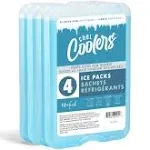 Fit & Fresh XL Cool Coolers Freezer Slim Ice Pack for Lunch Box Set of 4 Large, Blue