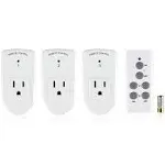 BN-LINK Wireless Remote Control Electrical Outlet Switch for Lights, Fans, Christmas Lights, Small Appliance, Long Range, 3 Remote Sockets +1 Remote Control