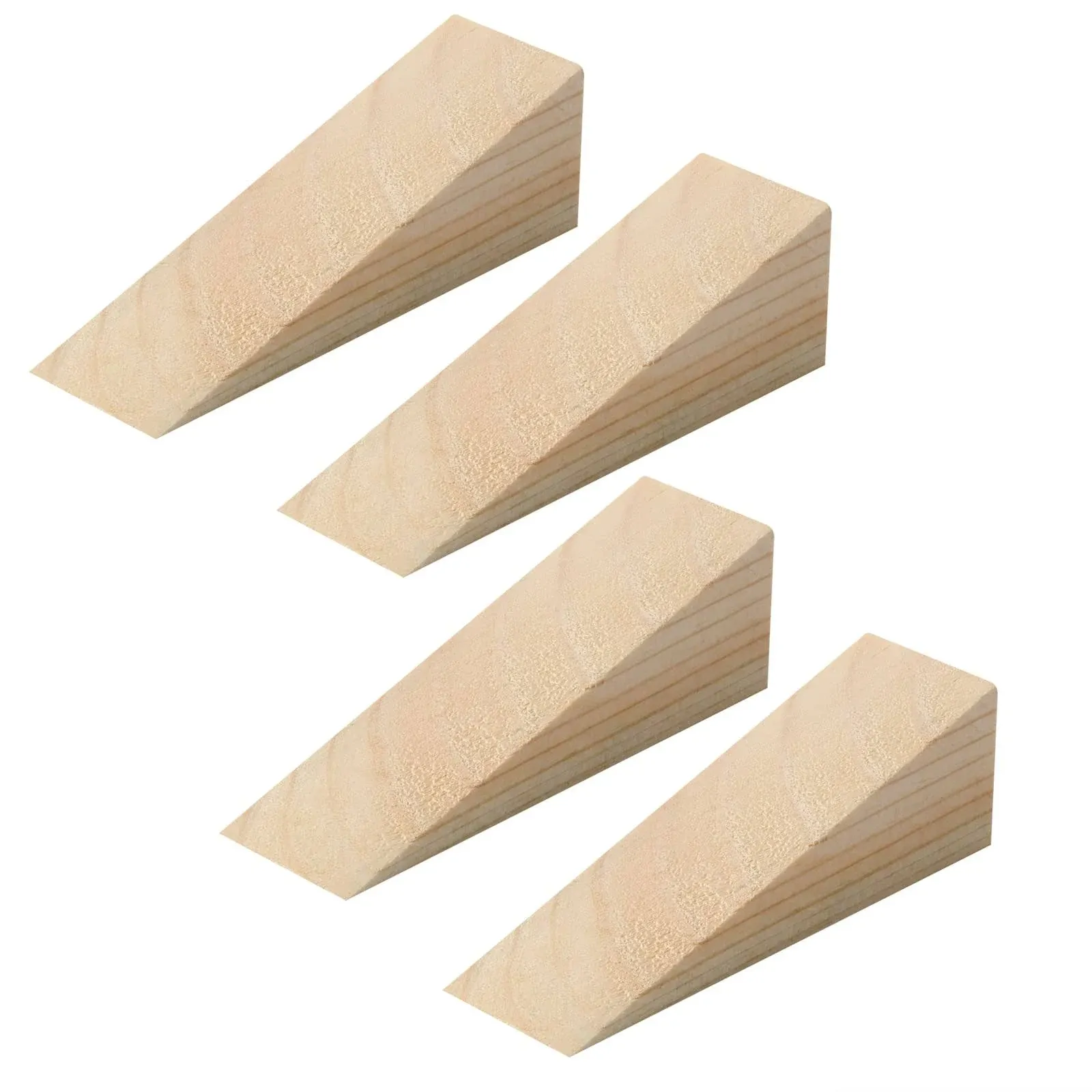 Wooden Door Stop Stopper Wedge, 4 Pack Soild Wood Non-Slip Doorstop Wedge with Sturdy and Durable, Security Door Stopper Fit for Bottom of Door On Tile, Concrete, Carpet, Wooden Floor (4 Pack)