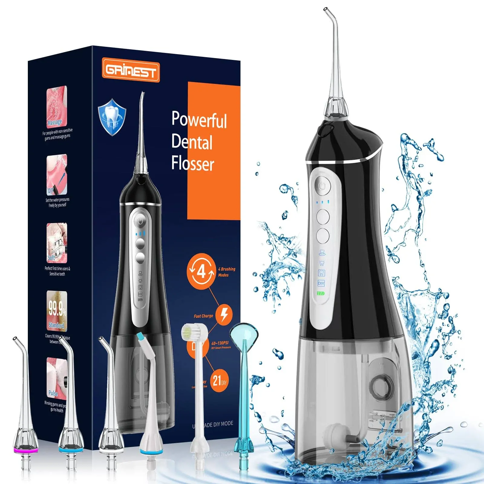 Water Dental flosser for Teeth Cleaning - Rechargeable Cordless Oral Irrigato...