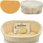 Oval Bread Banneton Proofing Basket - 10 Inch Baskets Sourdough Brotform Set Banaton Towel for Baking for Sourdough Bread Making Starter Jar Kit