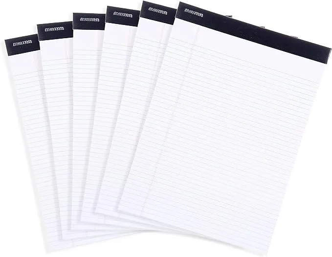 Mintra Office Basic Legal Pads 6pk, 8.5in x 11in, Narrow Ruled, White