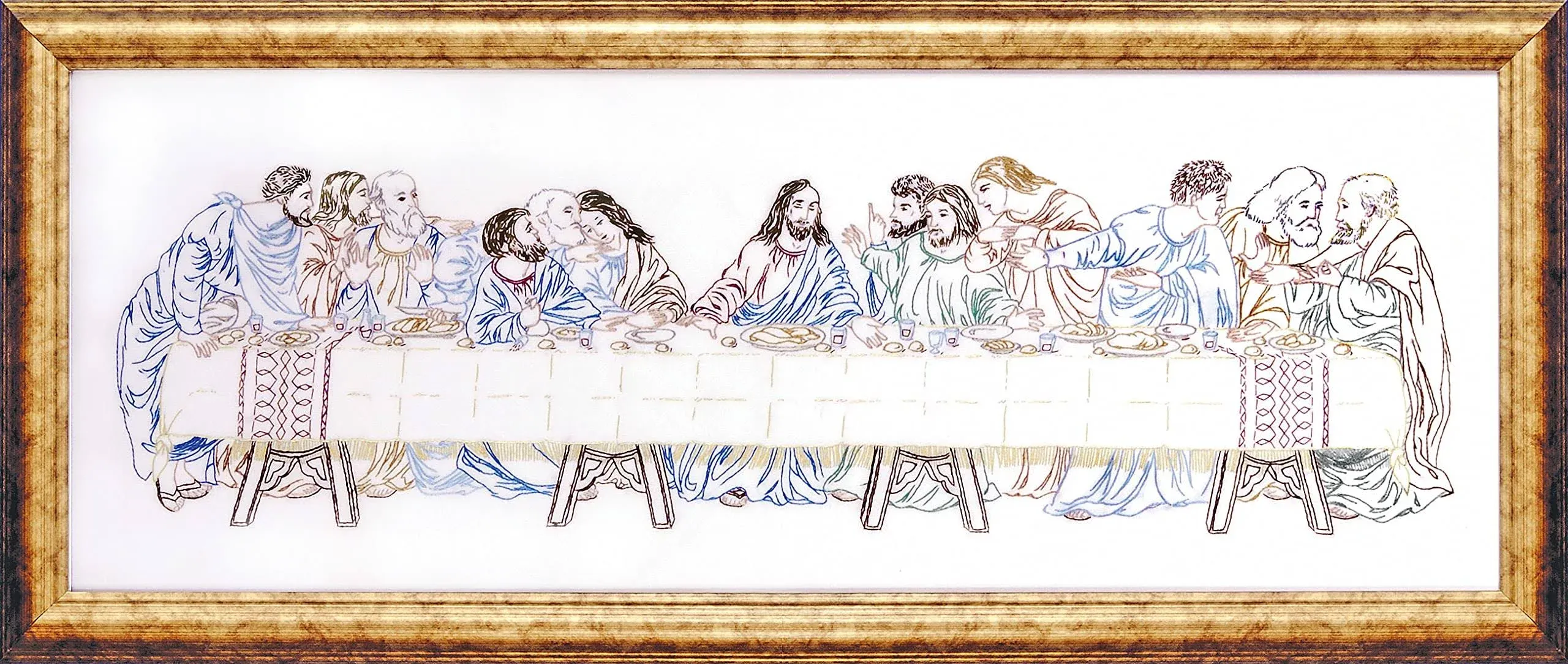 Tobin Last Supper Stamped Embroidery Kit-9"X24" Stitched in Floss