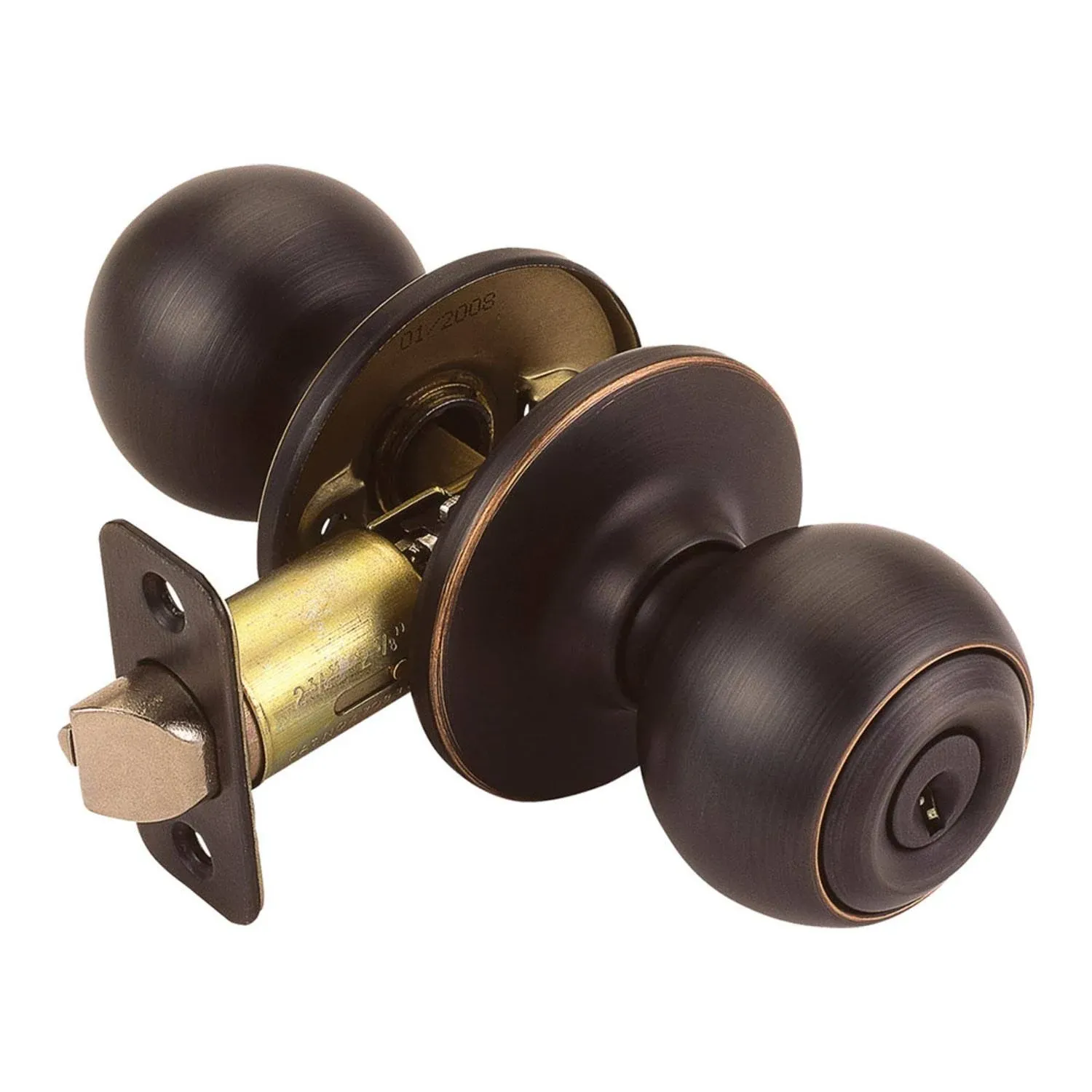 Ball 2-Way Latch Entry Door Knob, Adjustable Backset, Oil Rubbed Bronze Finish