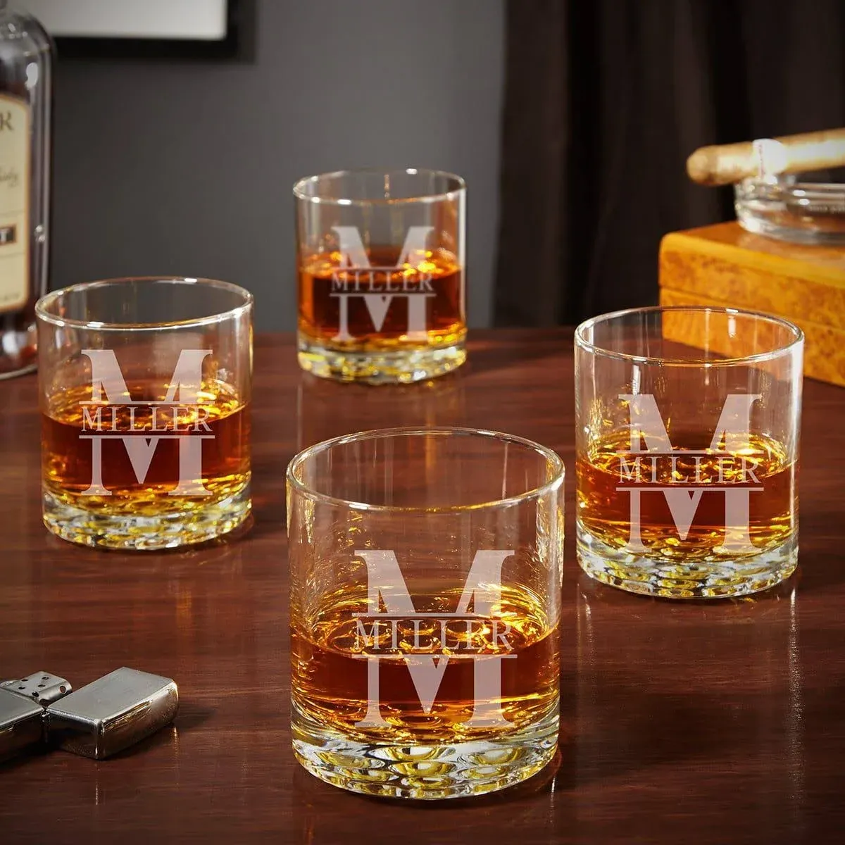 Oakmont Personalized Buckman Whiskey Glasses Set of 4